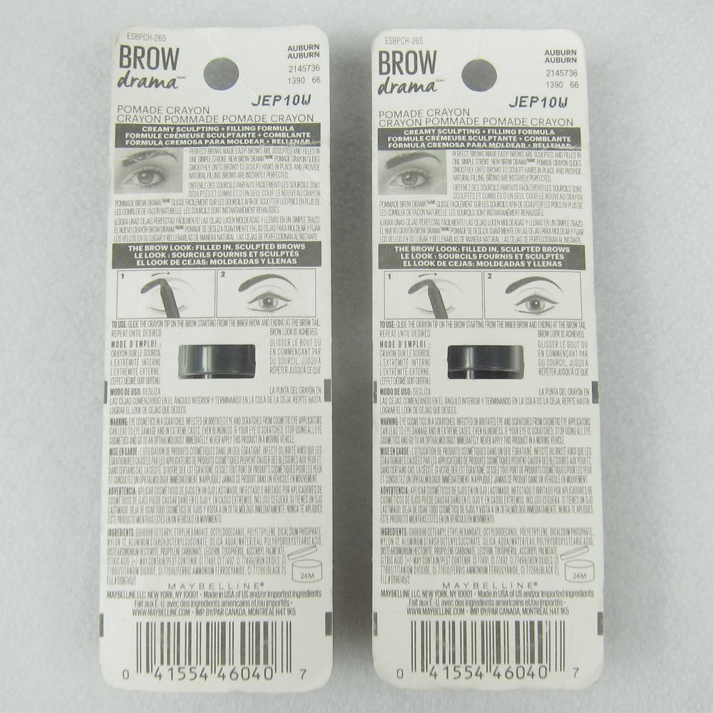 Maybelline Brow Drama Pomade Crayons Auburn #265 Set of 2 NEW IN PACKAGE - Picture 3 of 9